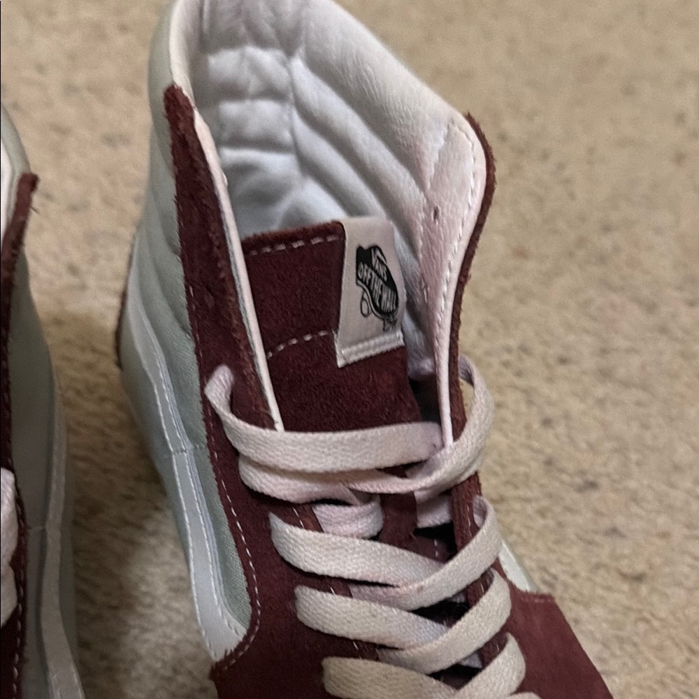 Vans Maroon and White High-Top Sneakers - Picture 5 of 7